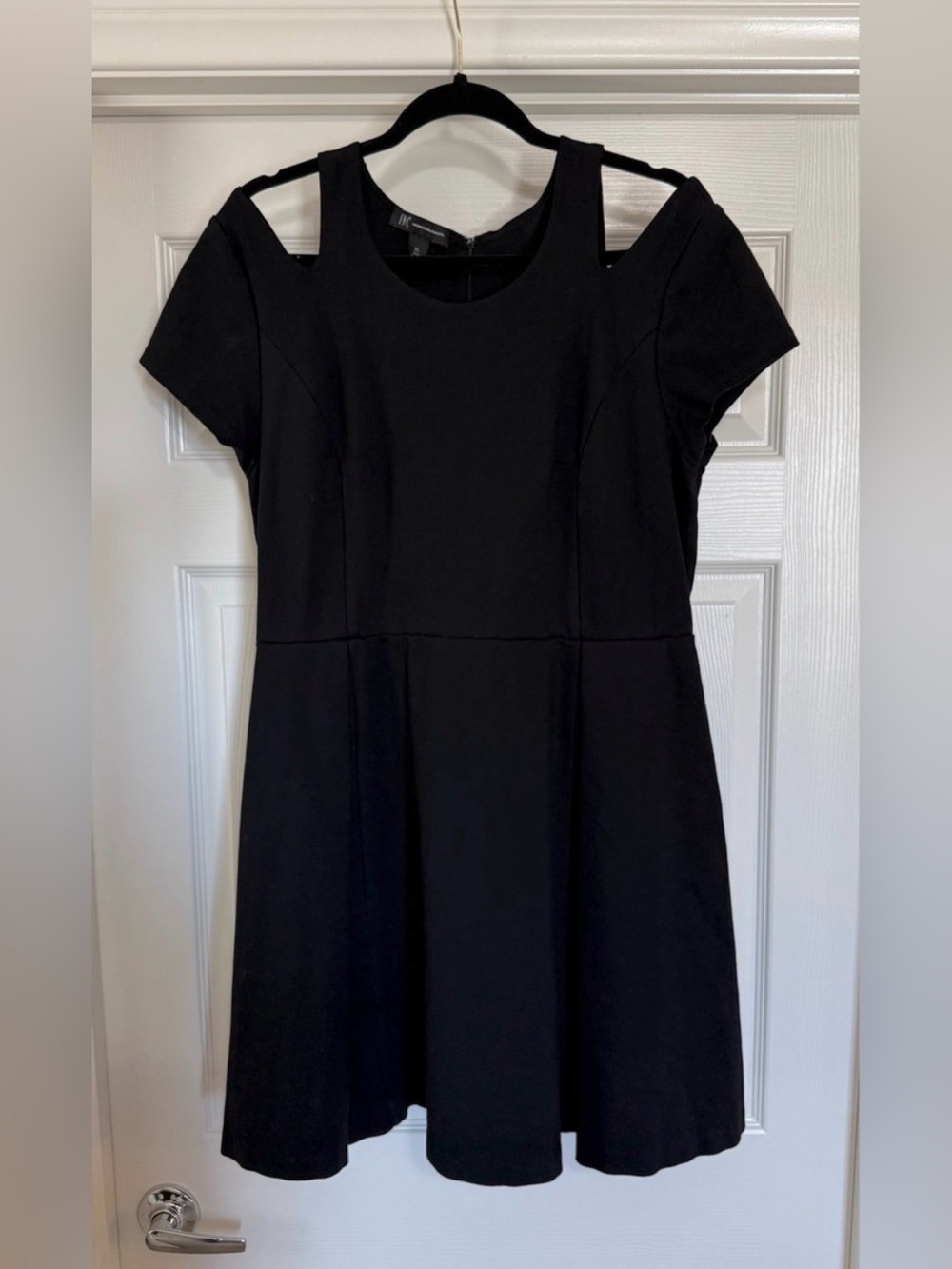 INC Black Cold Shoulder Fit & Flare Dress XL Mini Little Black Dress